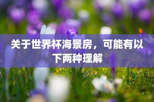 关于世界杯海景房，可能有以下两种理解