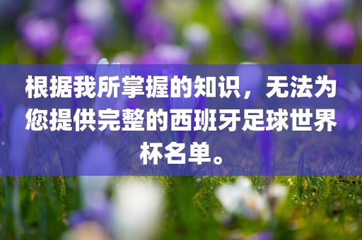 根据我所掌握的知识，无法为您提供完整的西班牙足球世界杯名单。