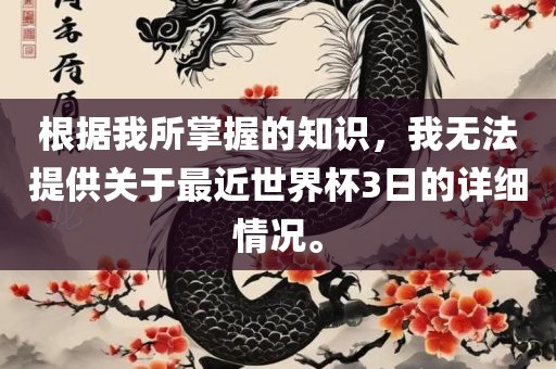 根据我所掌握的知识，我无法提供关于最近世界杯3日的详细情况。