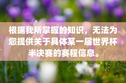 根据我所掌握的知识，无法为您提供关于具体某一届世界杯半决赛的赛程信息。