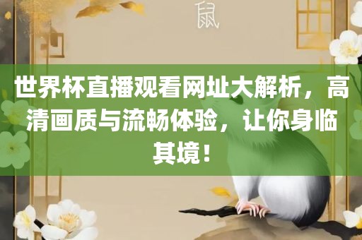 世界杯直播观看网址大解析，高清画质与流畅体验，让你身临其境！