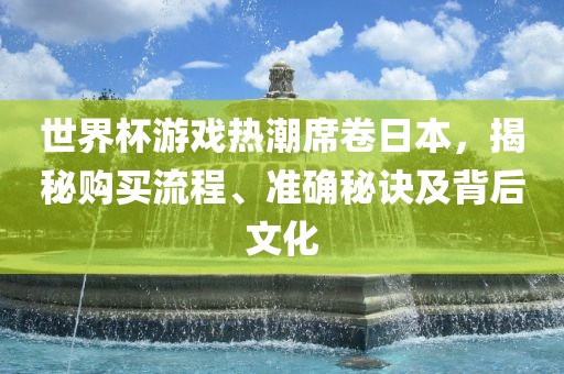 世界杯游戏热潮席卷日本，揭秘购买流程、准确秘诀及背后文化