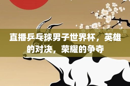 直播乒乓球男子世界杯，英雄的对决，荣耀的争夺