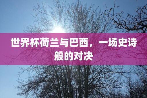世界杯荷兰与巴西，一场史诗般的对决