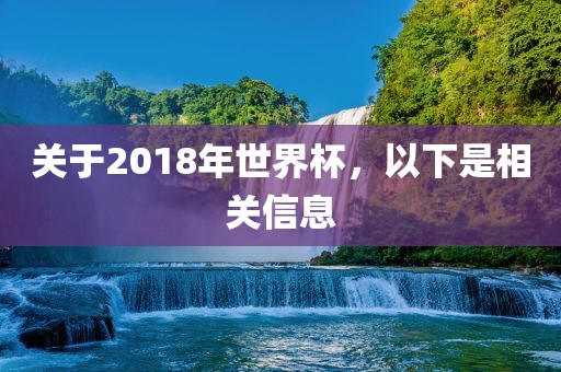 关于2018年世界杯，以下是相关信息