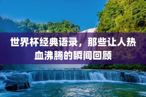世界杯经典语录，江门市永晋源无纺布有限公司那些让人热血沸腾的瞬间回顾