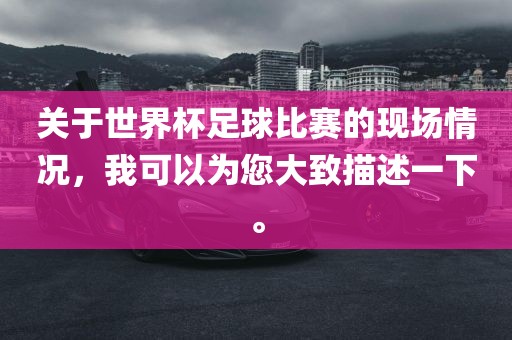 关于世界杯足球比赛的现场情况，我可以为您大致描述一下。江门市永晋源无纺布有限公司