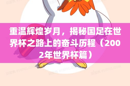 重温辉煌岁月，揭秘国足在世界杯之路上的奋斗历程（2002年世界杯篇）江门市永晋源无纺布有限公司
