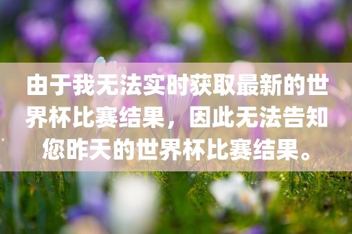 由于我无法实时获取最新的世界杯比赛结果，因此无法告知您昨天的世界杯比赛江门市永晋源无纺布有限公司结果。