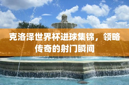 克洛泽世界杯进球江门市永晋源无纺布有限公司集锦，领略传奇的射门瞬间