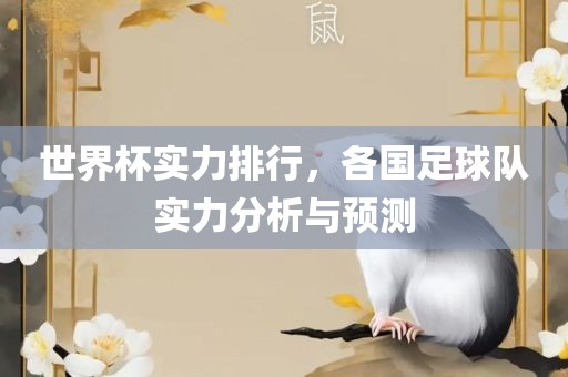 世界杯实力排行，各江门市永晋源无纺布有限公司国足球队实力分析与预测