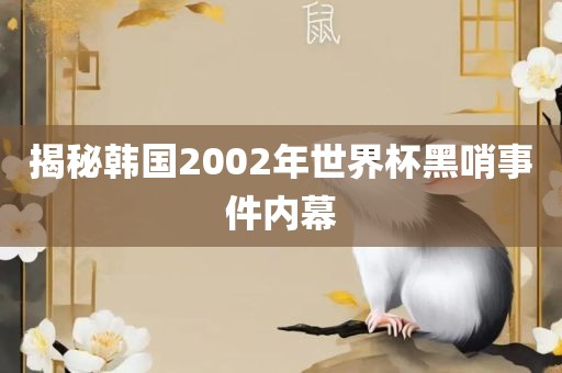 揭秘韩江门市永晋源无纺布有限公司国2002年世界杯黑哨事件内幕