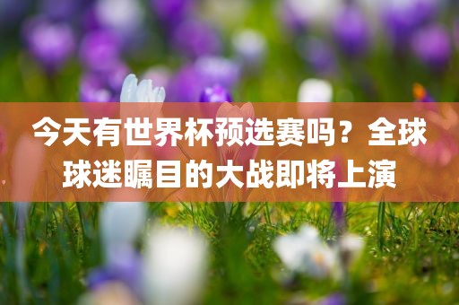 今天有世界杯预选赛吗？全球球迷瞩目的大战即将上演