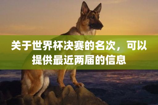 关于世界杯决赛的名次，可以提供最近两届的信息