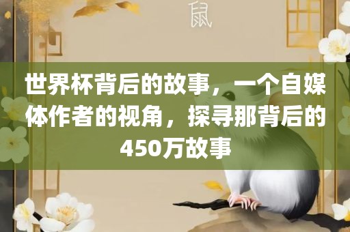 世界杯背后的故事，一个自媒体作者的视角，探寻那背后的450万故事