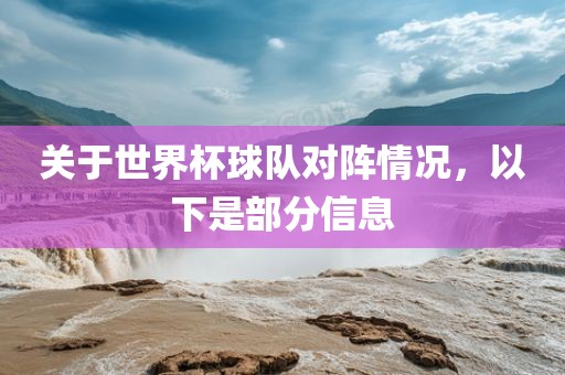 关于世界杯球队对阵情况，以下是部分信息